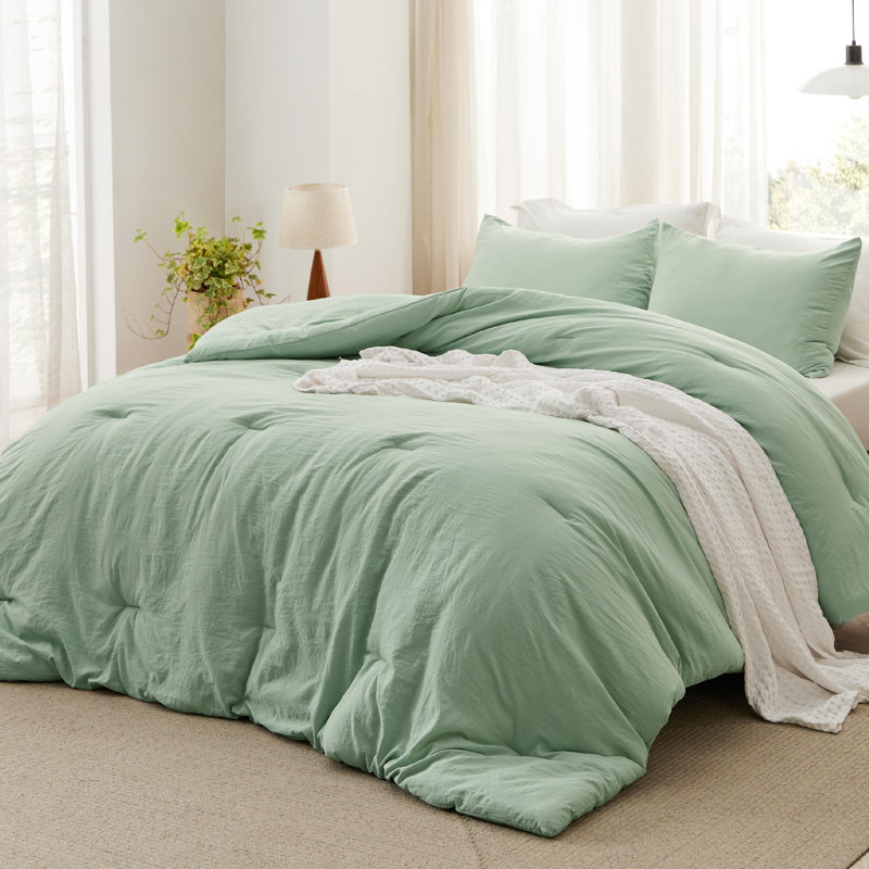 Bedsure Reversible Prewashed Comforter Set, Twin Comforter + 1 Standard Pillowcase, Khaki