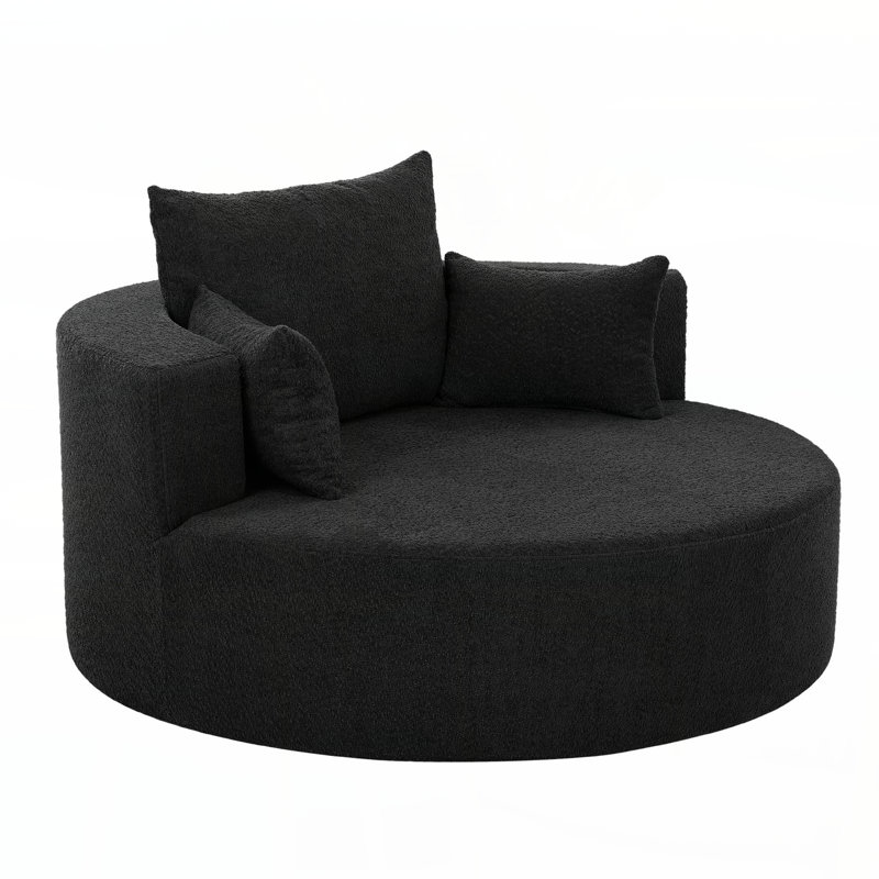 Fauteuil d'appoint pivotant à 360 ° avec 3 coussins amovibles pour le salon, la chambre à coucher, le bureau et l'hôtel, noir