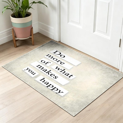 Gold Machine Washable,Inspirational of Happy Positive Indoor Area Rug