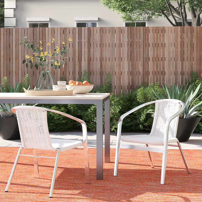 Herdon Outdoor Stacking Dining Armchair, White