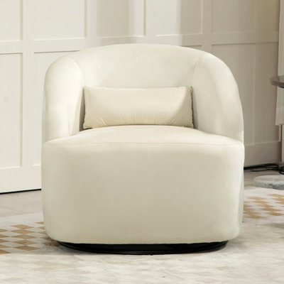 Fauteuil d'appoint pivotant 366 degrés, fauteuil incurvé rembourré en velours, fauteuil de loisirs contemporain entièrement assemblé pour le bureau de la chambre à coucher du salon