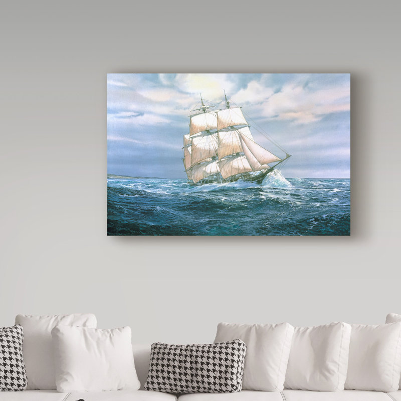«Hunter Heading out» par Dravon, reproduction de peinture acrylique sur toile tendue, H 12 po x l 19 po x P 2 po
