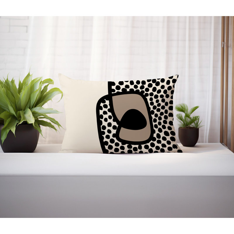 Coussin lombaire réversible intérieur / extérieur Jai Abstract, H 14 po x l 20 po, Noir, noir, noir, noir