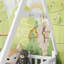 Lit double pleine grandeur à plancher bas avec lumière, clôture et toit pour enfants, blanc-839809091-839809100