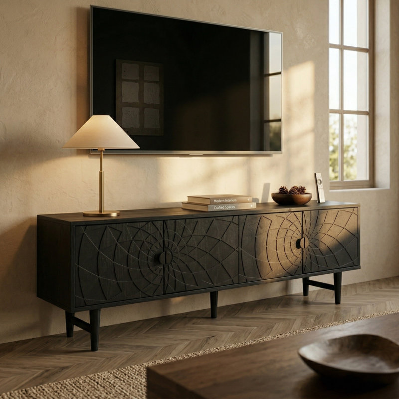 Meuble télé 63,5 po NTC Bloom, Noir brûlé