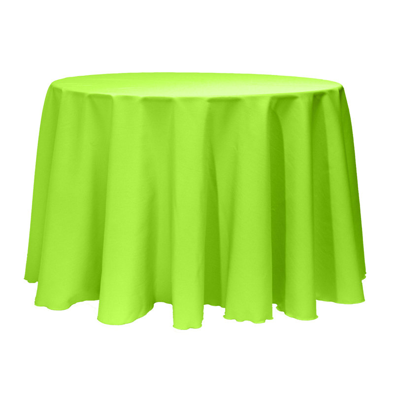 10 Pack Round Polyester Linen Tablecloth, Neon Green, 114" x 114"