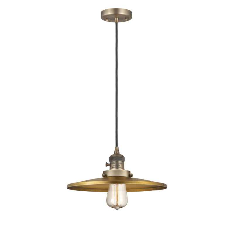 Luminaire suspendu simple 1 lumière, Laiton brossé, Laiton brossé, H 5,88 po x l 12 po x P 12 po