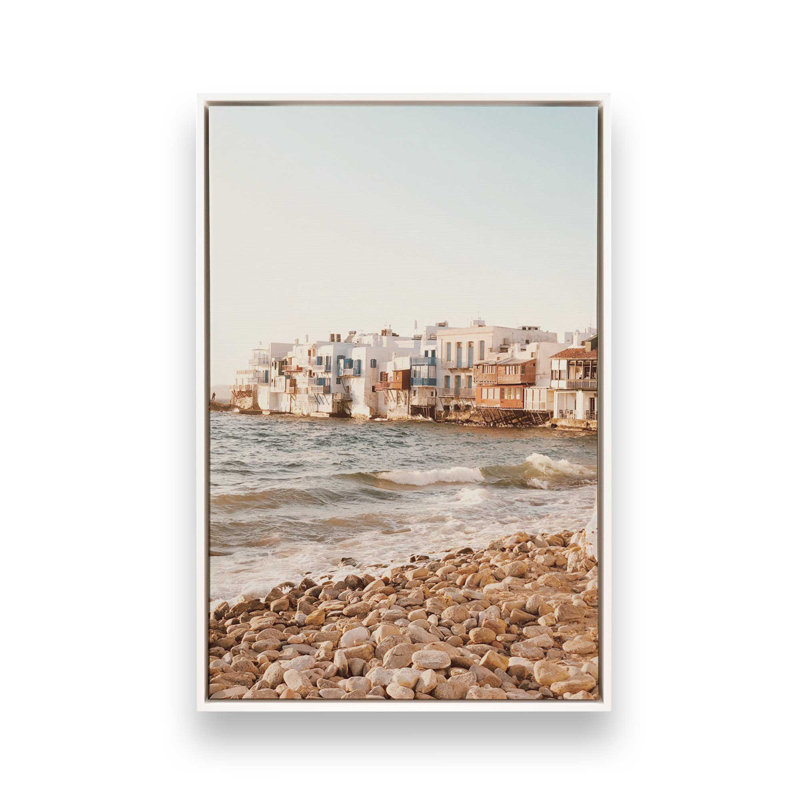 Mykonos Morning, impression sur toile roulée, H 18,75 po x l 12,75 po x P 1,75 po, Cadre flottant blanc opaque