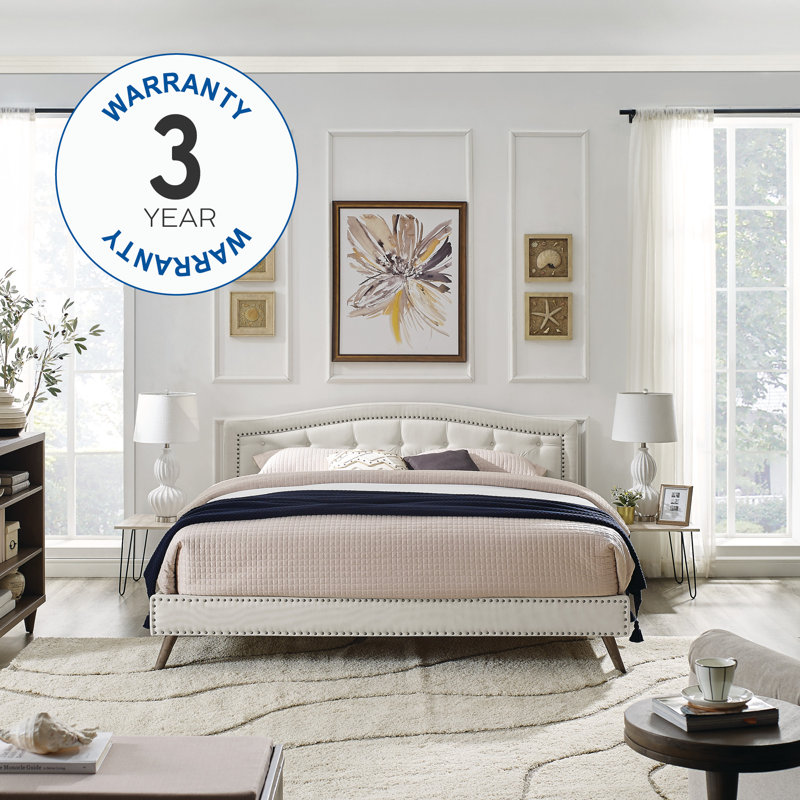 Applewhite Upholstered Metal Platform Bed, Full, Peyton Shell