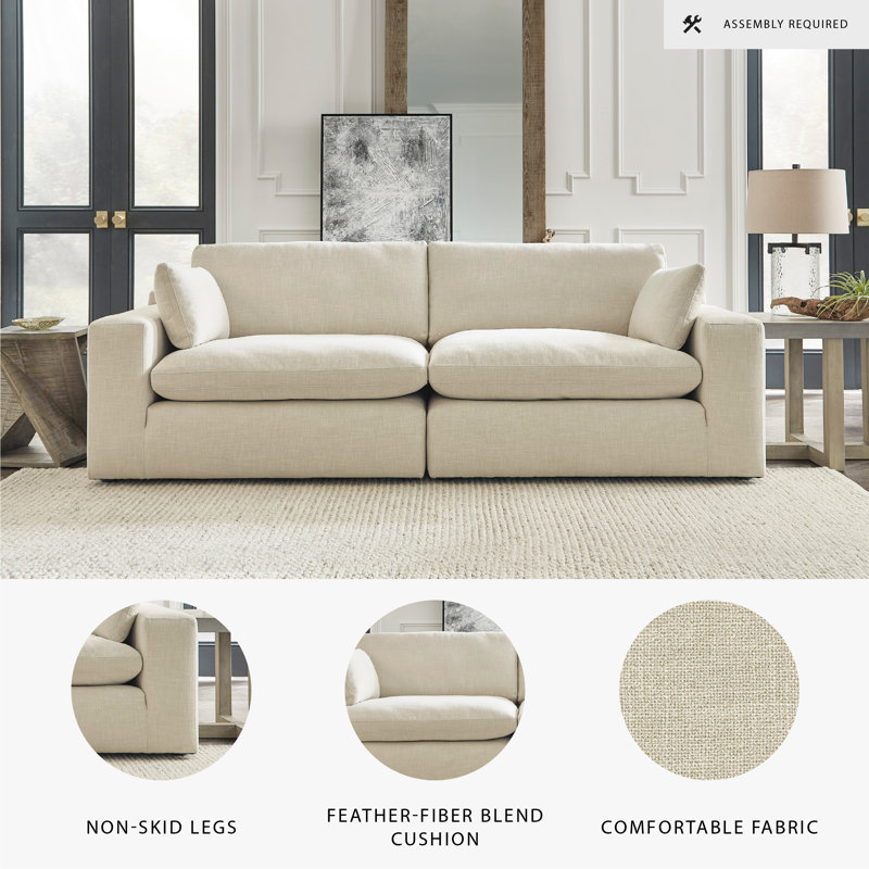 Elyza Upholstered 102'' Sofa, Ivory