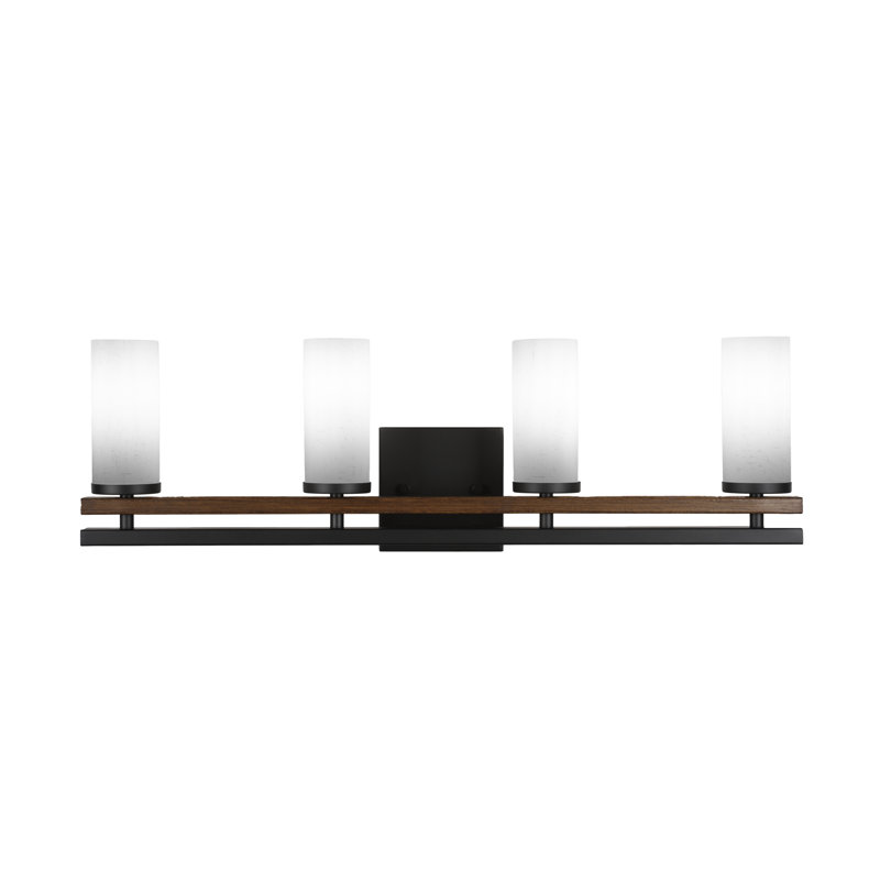 Belmont 4 Light Bath Bar, Matte Black/Painted Wood