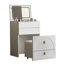 Bureau de coiffeuse 3 en 1, ensemble de coiffeuse avec miroir et 3 tiroirs, petite coiffeuse avec tabouret rembourré et prise de courant, coiffeuse compacte, coiffeuse