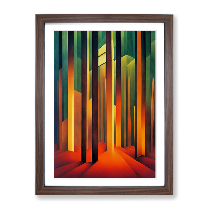 Modern Forest No.5 Abstract - Framed Print, 34cm H x 25cm W x 2cm D, Walnut
