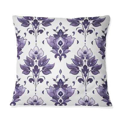 Coussin décoratif mauve blanc damassé Elegance I