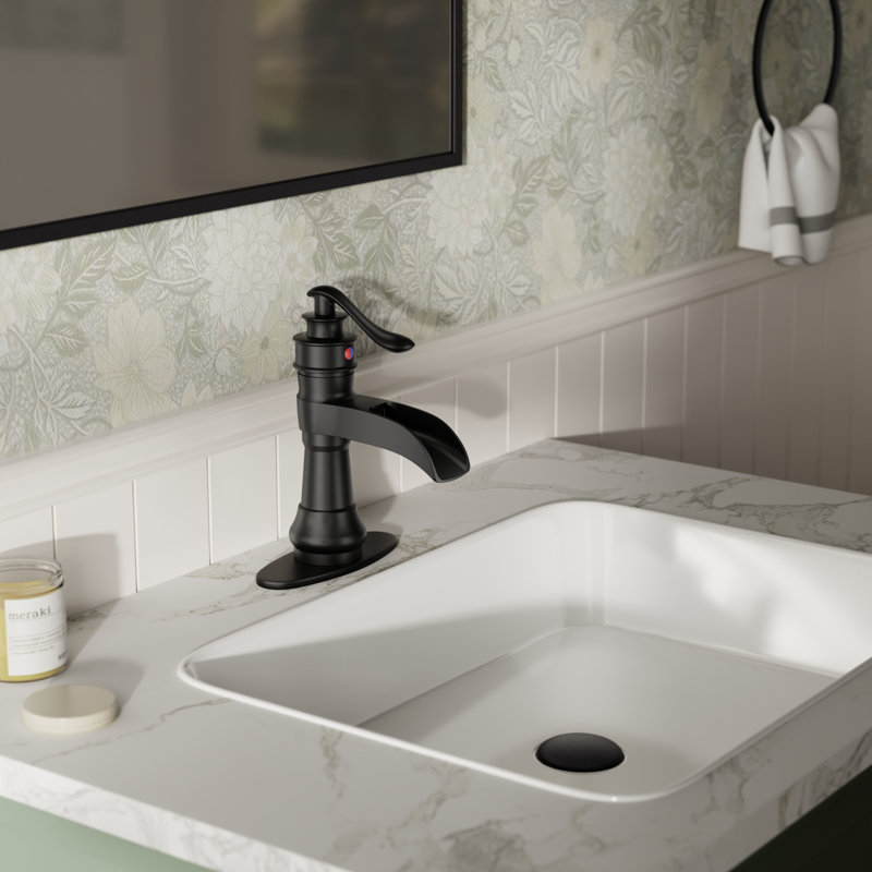 Single-handle Bathroom Faucet with Drain Assembly, Matte Black