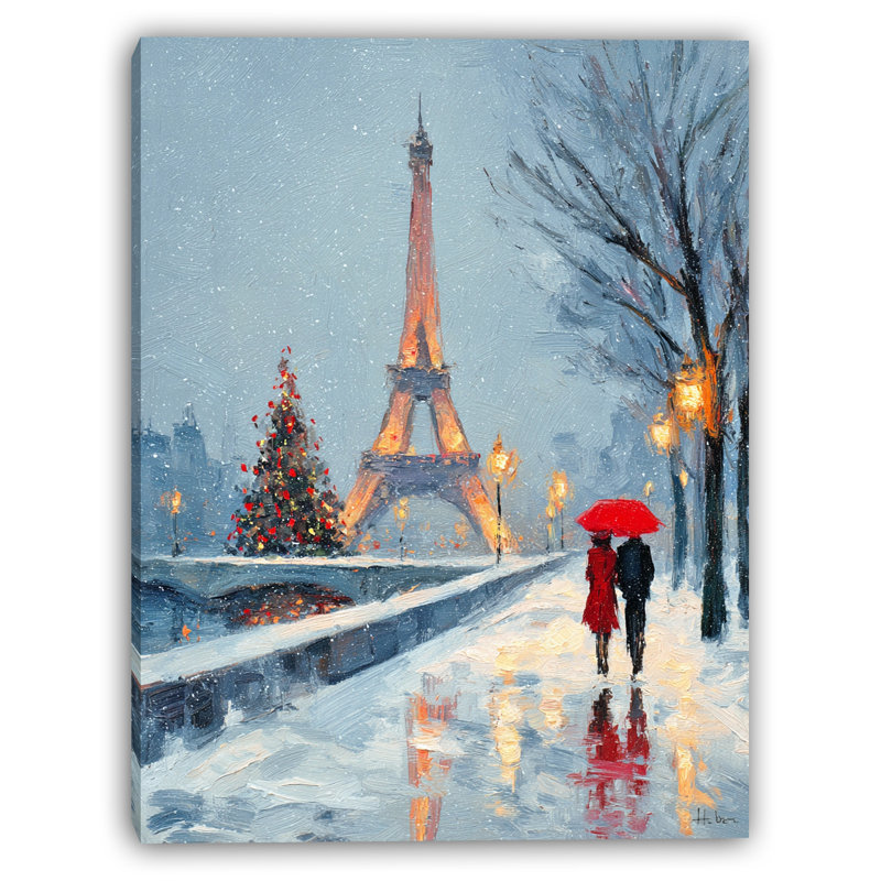 «Winter Walk by the Tower», art mural sur toile tendue, H 40 po x l 30 po