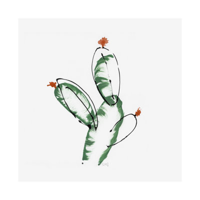 Toile texturée embellie à la main Cactus I par WRG a