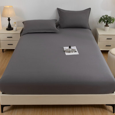 Fitted Sheet Solid Color Washed Bed Cover Three Piece Mat Mattress Ash Proof Cover Bed Cover Pillowcase