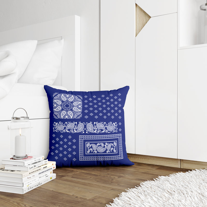 Outdoor Reversible Throw Pillow, 18" x 18", Navy Blue