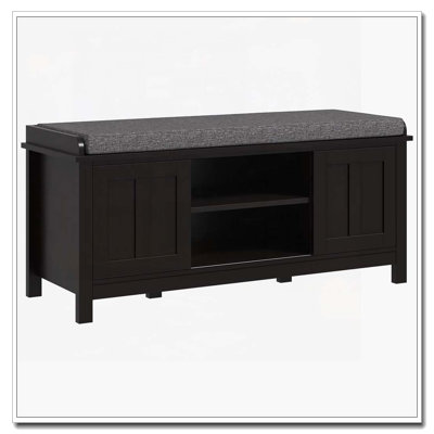 Repose-pieds avec rangement pour chaussures et porte coulissante