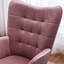 Fauteuil d'appoint en velours mauve avec revêtement luxueux, support en bois d'hévéa massif, capitonnage à boutons en losange, passepoil, fauteuil 73 cm l x 84 cm p x 94 cm h, revêtement assorti doux et soyeux 65 cm l x 43 cm p x 42 cm h