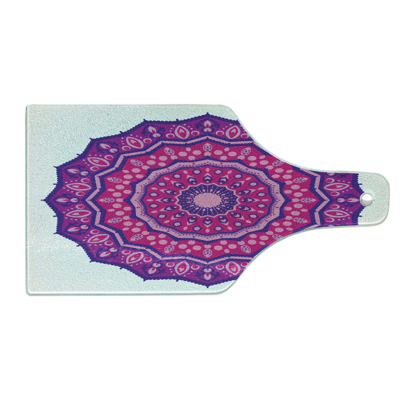 Planche à découper en verre trempé Ambesonne mauve complexe et indigo rose pâle