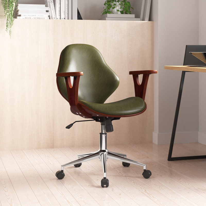 Barri Faux Leather Mid-Century Office Chair, Green