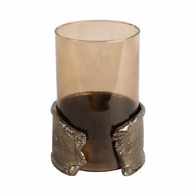  Maputo Medium Candle Holder Glass, Brown