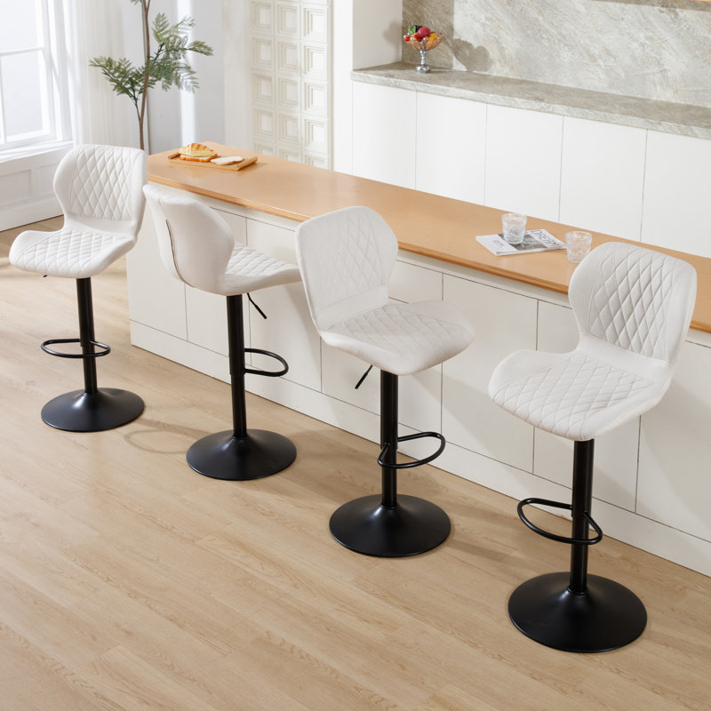 Tabouret de bar pivotant à hauteur réglable, 4, Beige