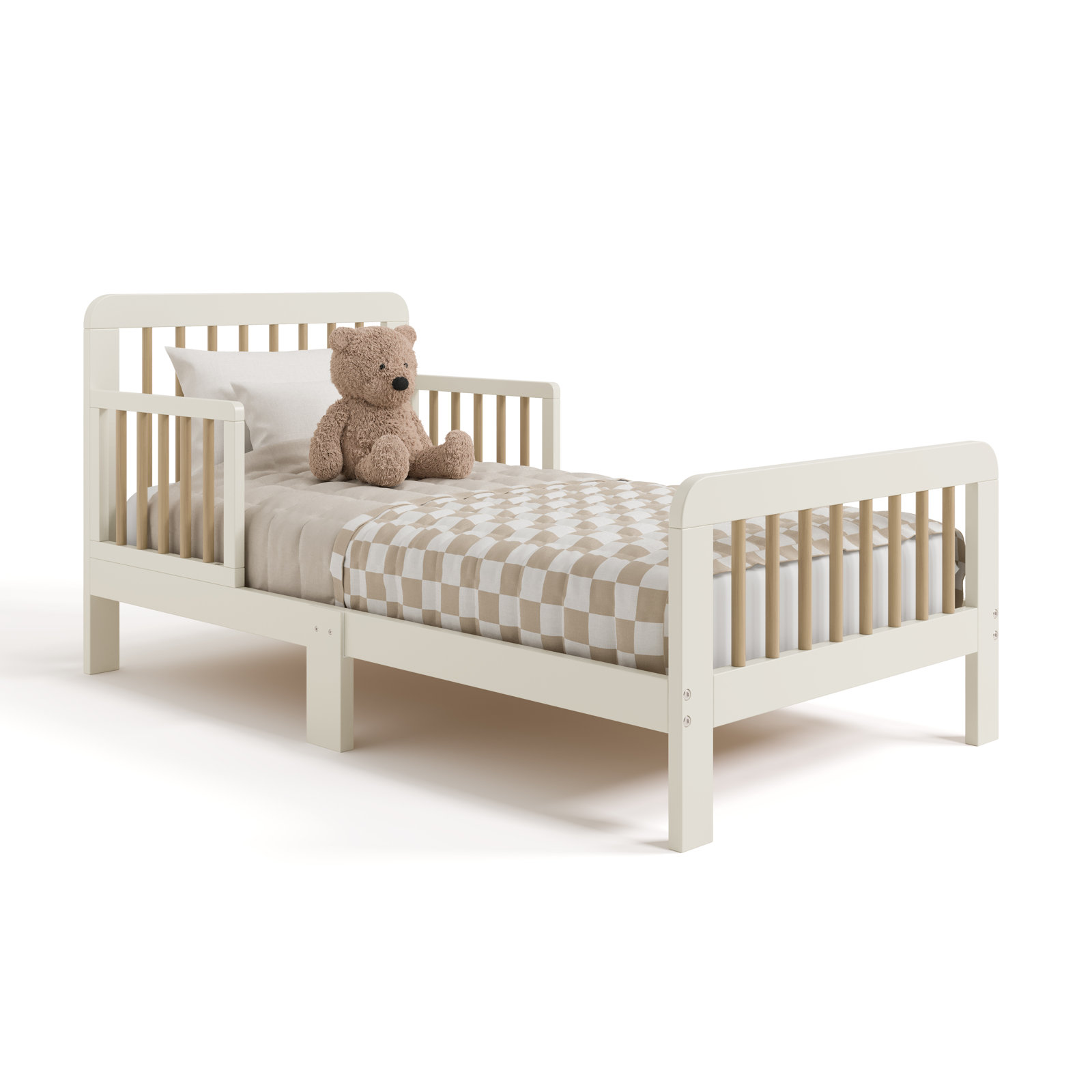 Pasadena Toddler Bed with Guardrails, Frosted Oat/Driftwood