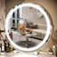 Grand miroir de meuble-lavabo à DEL de 18 pouces avec lumières, miroir de maquillage rond à écran tactile avec éclairage 3 couleurs à intensité variable, luminosité réglable pour le bureau et la chambre à coucher
