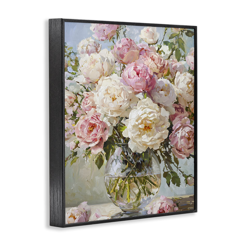 Giclée blanche et rose encadrée, design par Franklyn Gregory, H 14 po x l 11 po, Giclée encadrée noir minuit