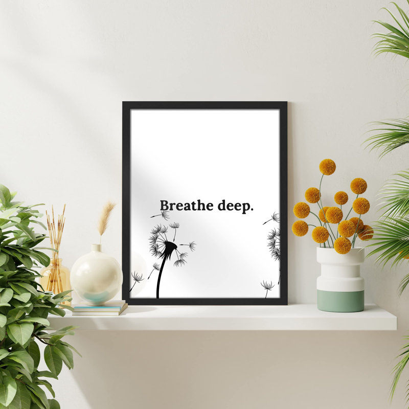 «Breathe Deep Dandelion Text» sur papier, Noir, H 16 po x l 12 po