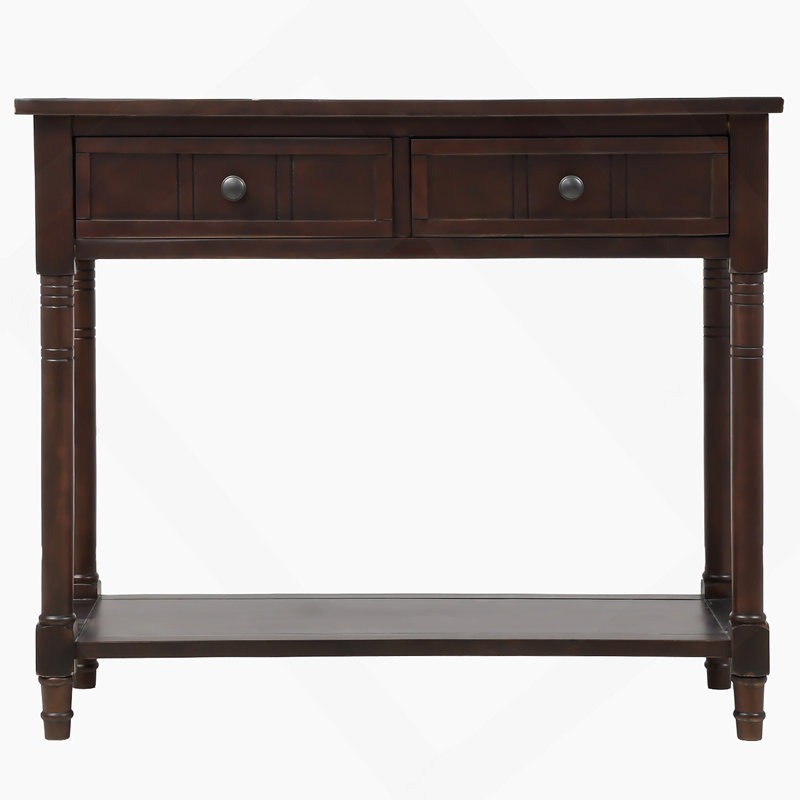 Daisy Series Console Table Traditional Design with Two Drawers and Bottom Shelf, Espresso