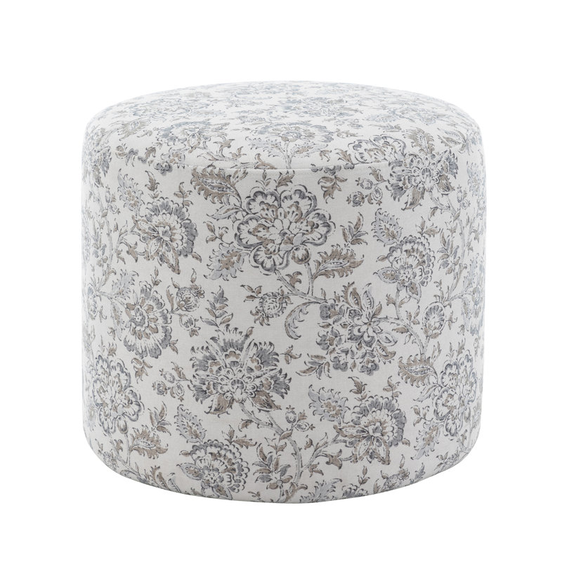 Upholstered Pouf, Brown Floral