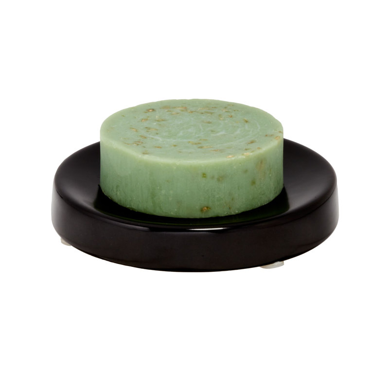 Matte Black Ceramic Round Soap Dish with Non-Skid Feet