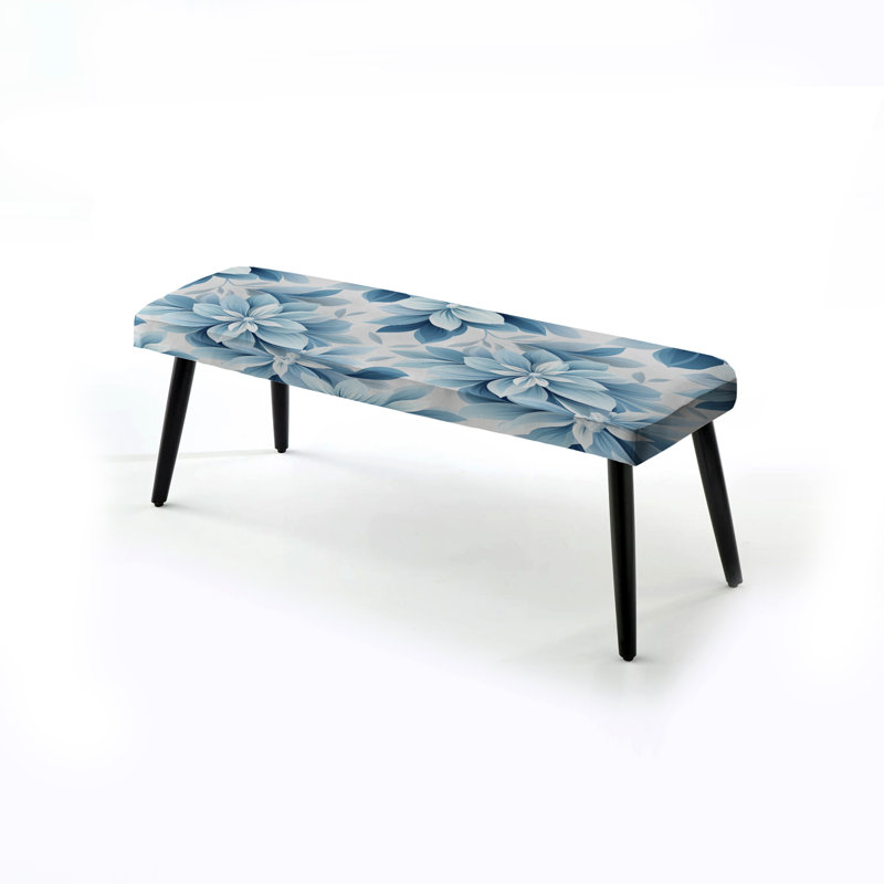 Damask Upholstered Black Bench, Ethereal Symmetry
