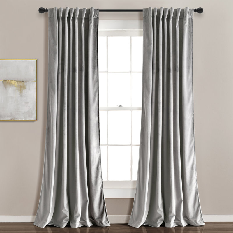 Blush Velvet Blackout Pleated Twin Curtains, 2-Piece Set