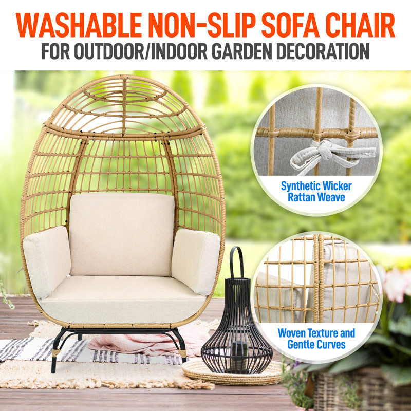 Chaise de patio avec coussins Alyssha, Blanc