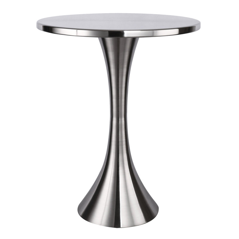 Table d'appoint d'intérieur en métal brossé nickel brossé, style contemporain, 19 po x 19 po x 24 po, 13,5 lb, limite de poids de 50 lb, assemblage requis,