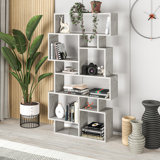Sandra Bookcase | Asymmetric Freestanding Bookcase with 10 Compartments