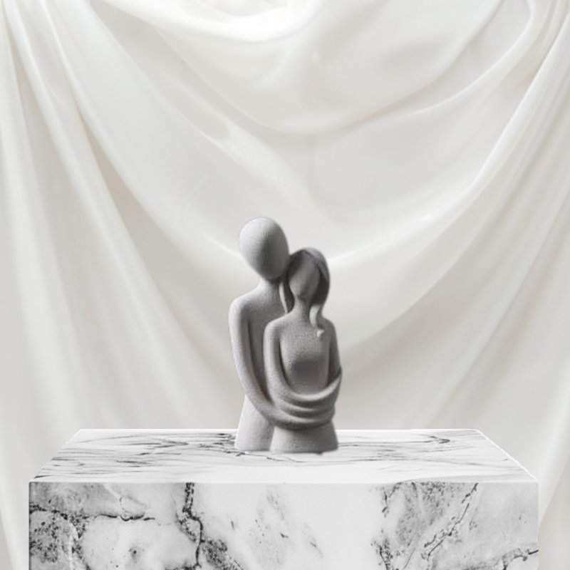 Modern Ceramic Hugging Couple Sculpture