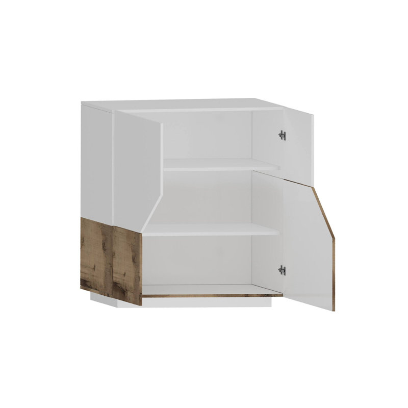 Mattis 100cm Sideboard, Glossy White/Maple Pereira