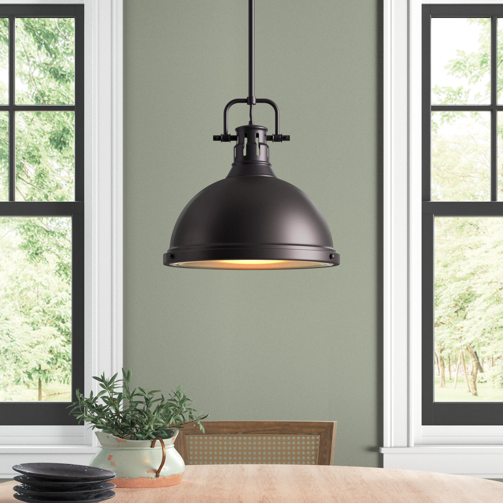 Calico Dimmable Single Light Pendant, Rubbed Bronze, Rubbed Bronze