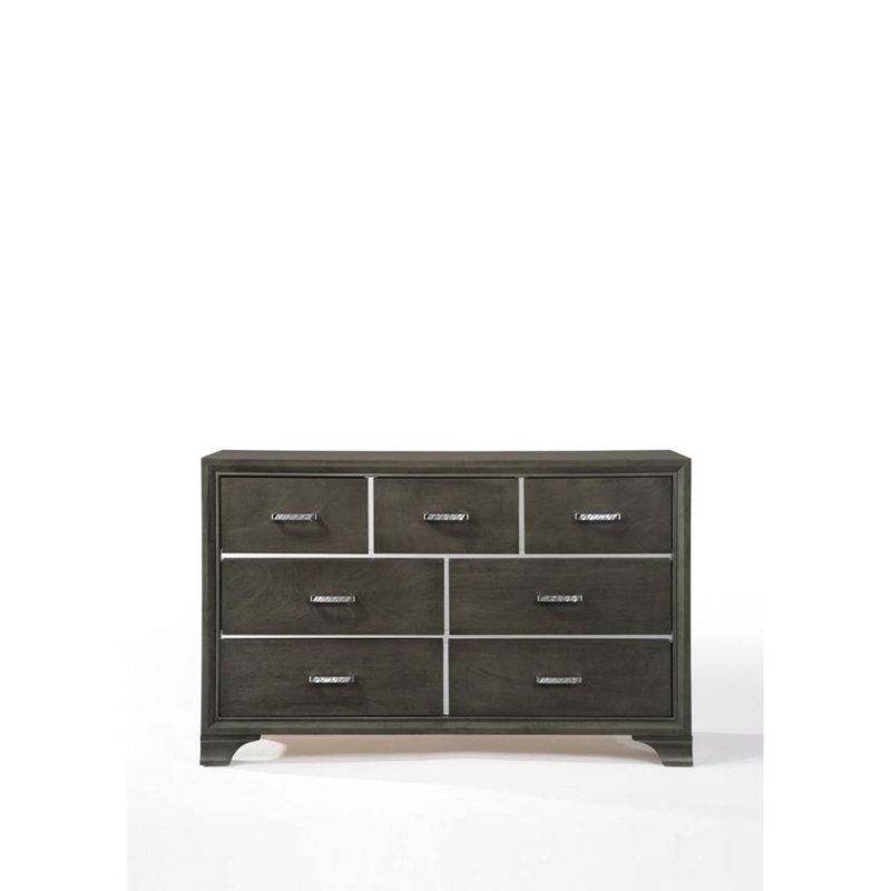 Commode 7 tiroirs Carine II, finition grise, Gris