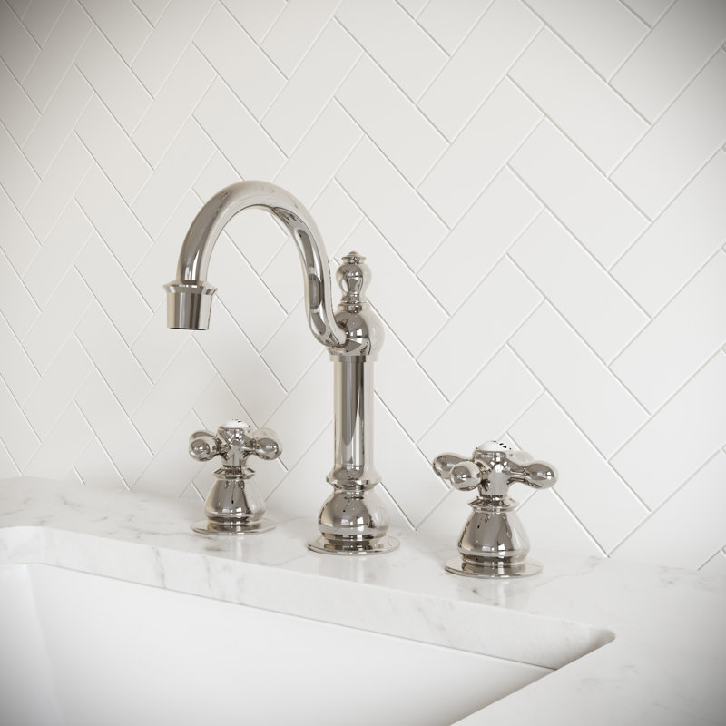 2-handle Bathroom Faucet with Drain Assembly, Cross Oval, Chrome