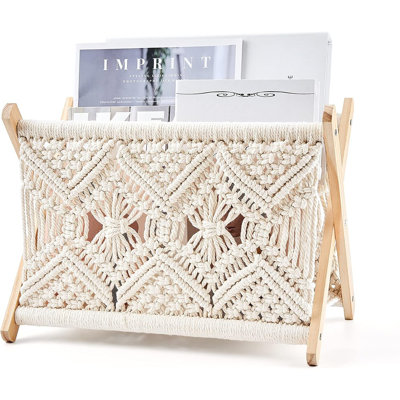 Porte-revues Boho, panier de rangement pour livres, journaux, couverture Swaddle, Dorm Essentials, salon, salle de bain, bureau, chambre de bébé, décoration intérieure, taille moyenne, L 14 po x l 10 po