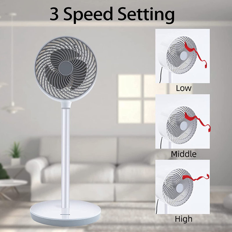 7" Oscillating Standing Fan With Remote Control 15H Timer 3-Speed Settings Adjustable Tilt