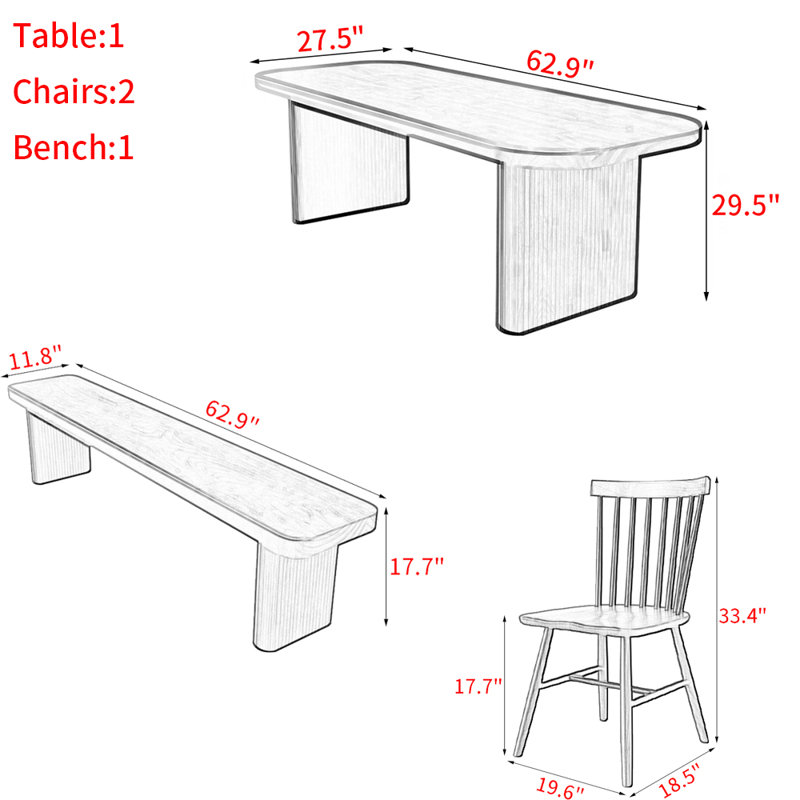 Table de salle à manger simple en bois massif de style américain Tomia
