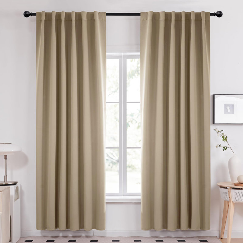 Cherlin Room Darkening Curtain Pair, 52" W x 84" L, Khaki